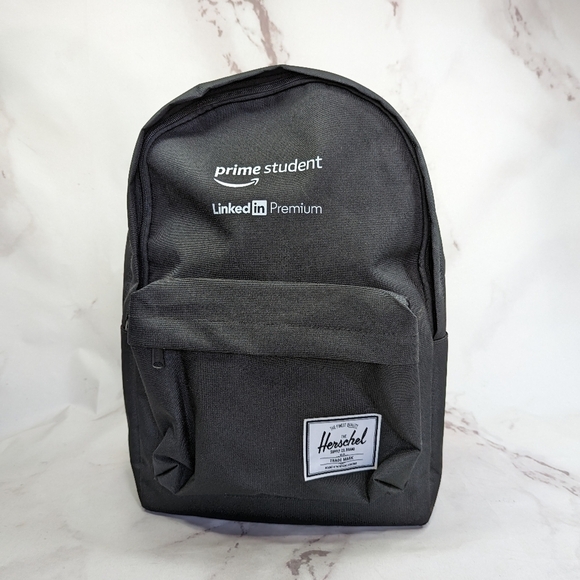 Herschel Backpack Amazon Prime Student Linked In Black Gift Employee Merch Rare - Picture 2 of 16